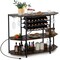 Wine Rack with Charging Station, 21-Bottle Capacity, 8 Glass Holders, and 3 Shelves